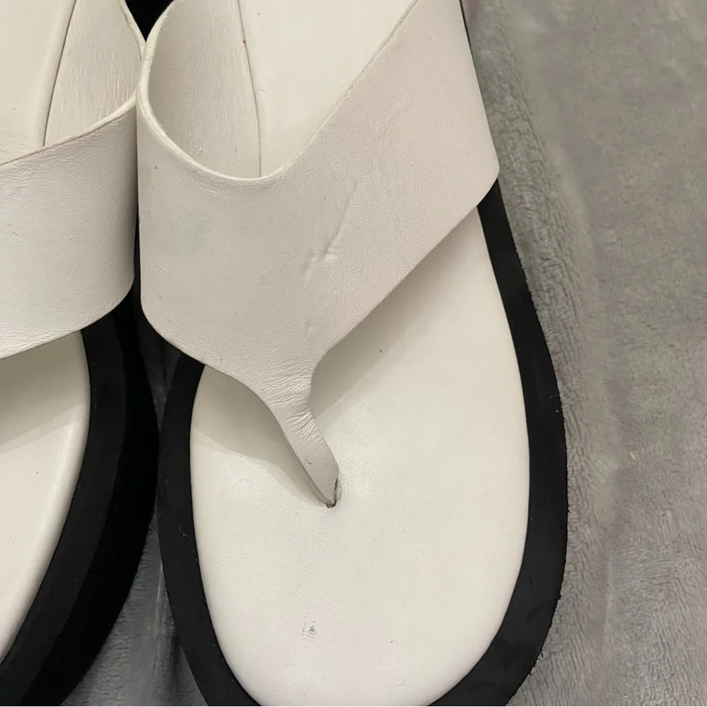 New! Frame Le Ocean chunky platform Wedge thong Sandals Size 37.5 white
